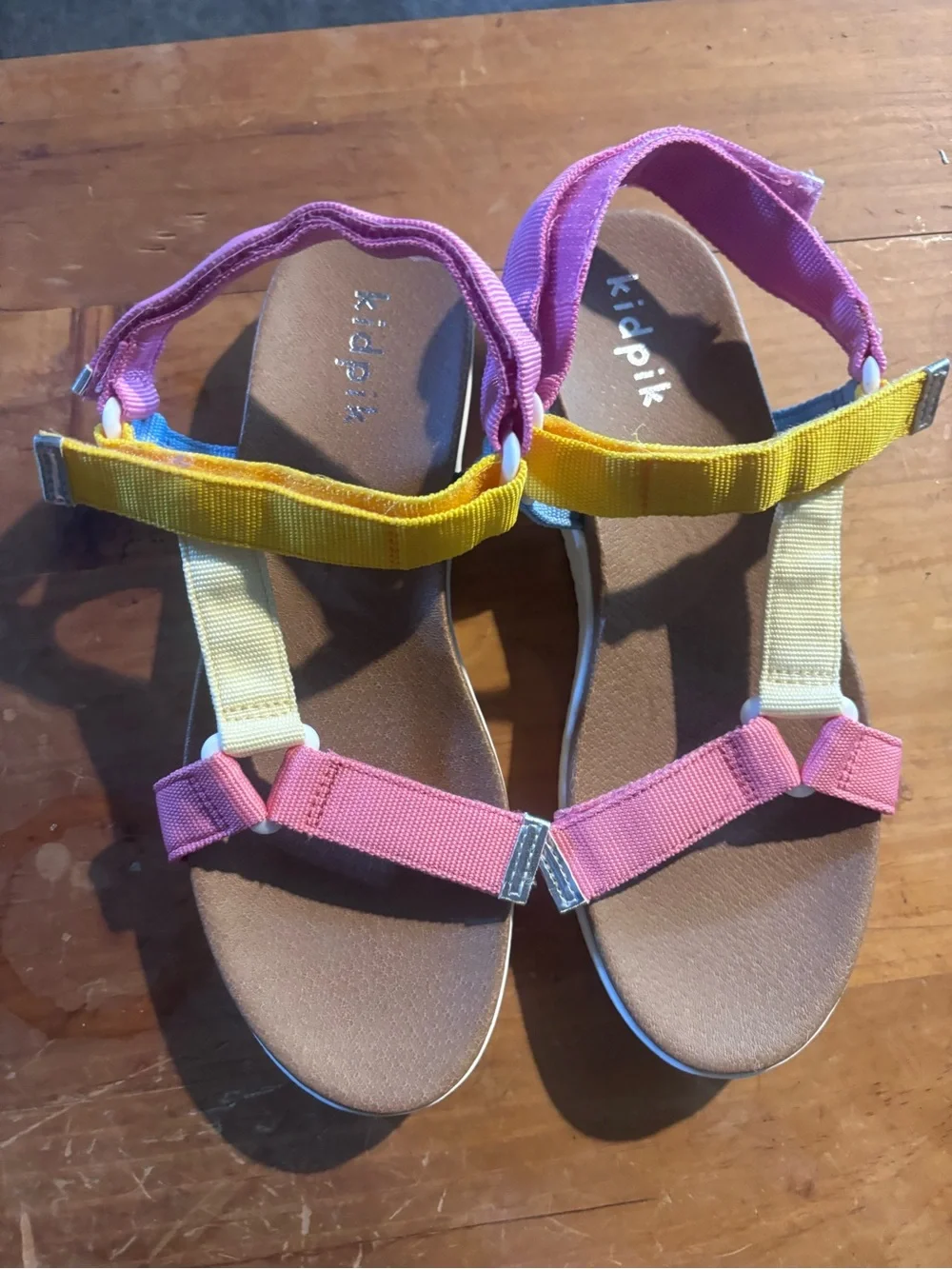 kidpik Pink, Yellow & Cream Strappy Kids Sandals